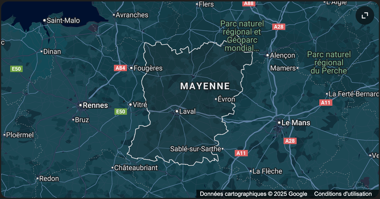 Carte de la zone d'opération Mady VTC